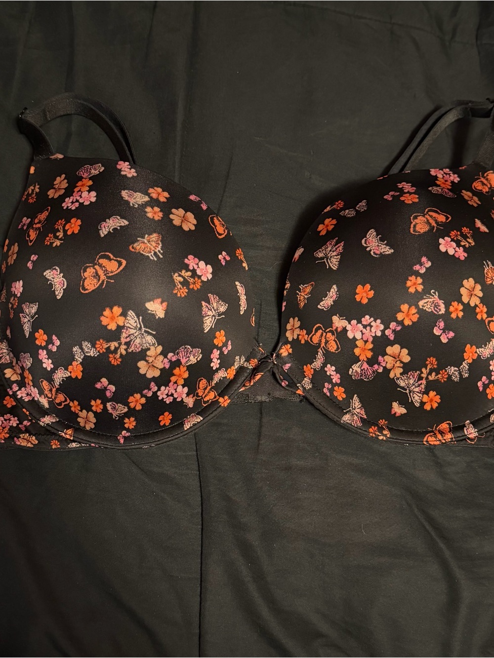 Victoria’s Secret Black Floral & Butterfly T-Shirt Bra - 36D